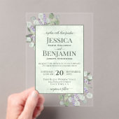 Rustic Eucalyptus & Lavender Stylish Text Wedding Acryl Uitnodigingen (Insitu (Draagbaar))