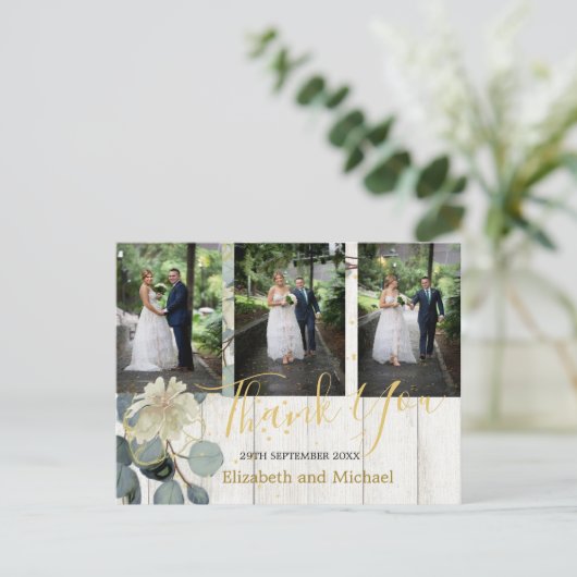 Rustic Eucalyptus Leaf Elegant Wedding Bedankt Briefkaart (Staand voorkant)