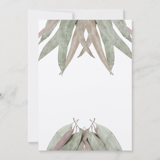 Rustic Eucalyptus Leaf Wedding Save the Date (Achterkant)
