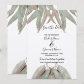 Rustic Eucalyptus Leaf Wedding Save the Date (Voorkant / Achterkant)