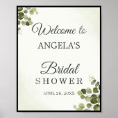 Rustic Eucalyptus Leaves Budget Bridal Shower Sing Poster (Voorkant)