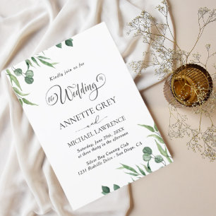 Rustic Eucalyptus Leaves Greenery bruiloft Invita Kaart