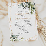 Rustic Eucalyptus Leaves Greenery Gold Wedding Kaart<br><div class="desc">Dit elegante collectie is voorzien van gemengde groenbladeren van de waterverf in combinatie met een klastig serif en een delicaat sans lettertype in zwart,  met een monogram op de achterzijde. Overeenkomende objecten beschikbaar.</div>