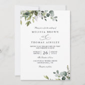 Rustic Eucalyptus Leaves Greenery QR Code Wedding Kaart (Voorkant)
