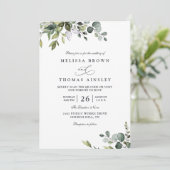 Rustic Eucalyptus Leaves Greenery QR Code Wedding Kaart (Staand voorkant)