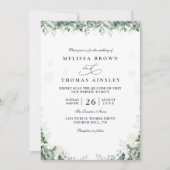 Rustic Eucalyptus Leaves Greenery QR Code Wedding Kaart (Voorkant)