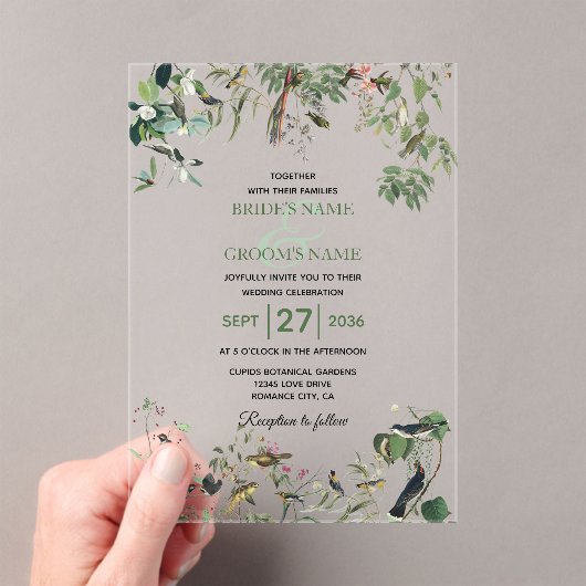 Rustic Eucalyptus Leaves Greenery Wedding Acryl Uitnodigingen (Insitu (Draagbaar))