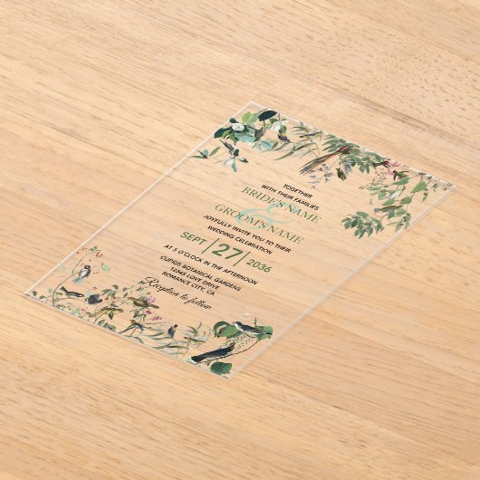 Rustic Eucalyptus Leaves  Greenery Wedding Acryl Uitnodigingen (Laagn)