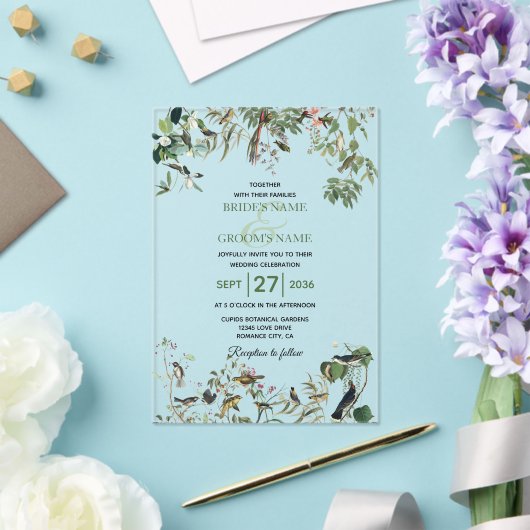 Rustic Eucalyptus Leaves Greenery Wedding Acryl Uitnodigingen (Insitu (Huwelijk))