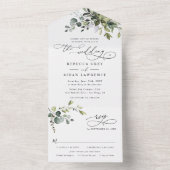 Rustic Eucalyptus Leaves Greenery Wedding All In One Uitnodiging (Binnen)