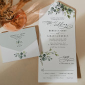 Rustic Eucalyptus Leaves Greenery Wedding All In One Uitnodiging