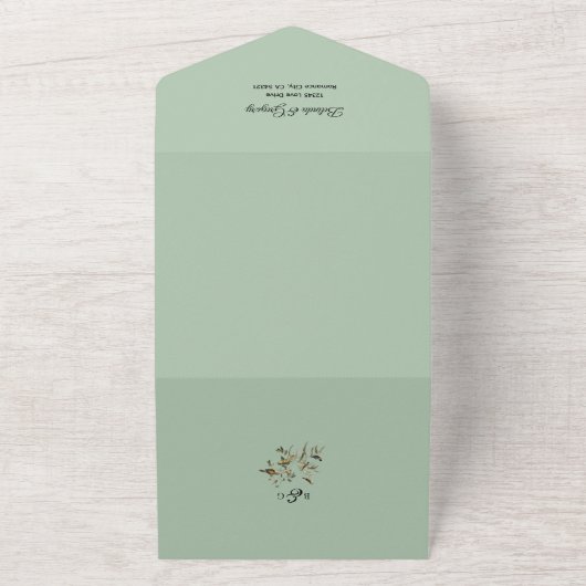 Rustic Eucalyptus Leaves  Greenery Wedding All In One Uitnodiging (Buitenkant)