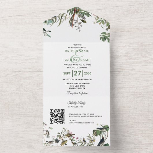Rustic Eucalyptus Leaves  Greenery Wedding All In One Uitnodiging (Binnen)