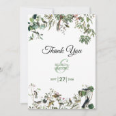 Rustic Eucalyptus Leaves Greenery Wedding Bedankkaart (Voorkant)