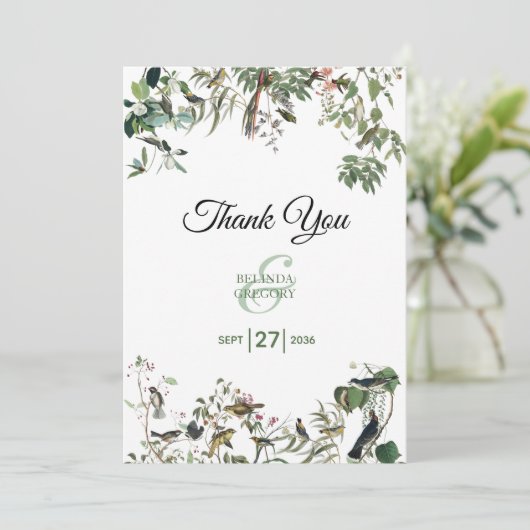 Rustic Eucalyptus Leaves  Greenery Wedding Bedankkaart (Staand voorkant)