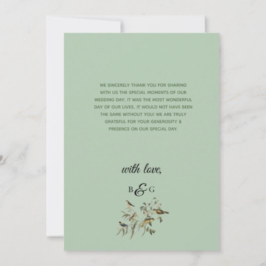 Rustic Eucalyptus Leaves  Greenery Wedding Bedankkaart (Achterkant)