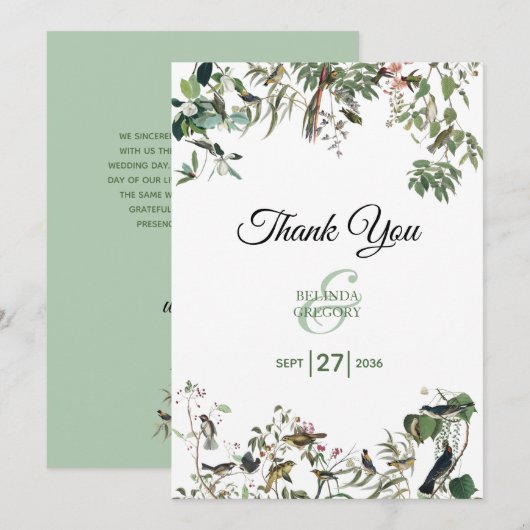 Rustic Eucalyptus Leaves Greenery Wedding Bedankkaart (Voorkant / Achterkant)