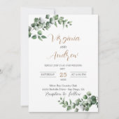 Rustic Eucalyptus Leaves Greenery Wedding Kaart (Voorkant)