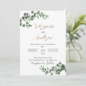 Rustic Eucalyptus Leaves Greenery Wedding Kaart (Staand voorkant)