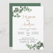 Rustic Eucalyptus Leaves Greenery Wedding Kaart (Voorkant / Achterkant)