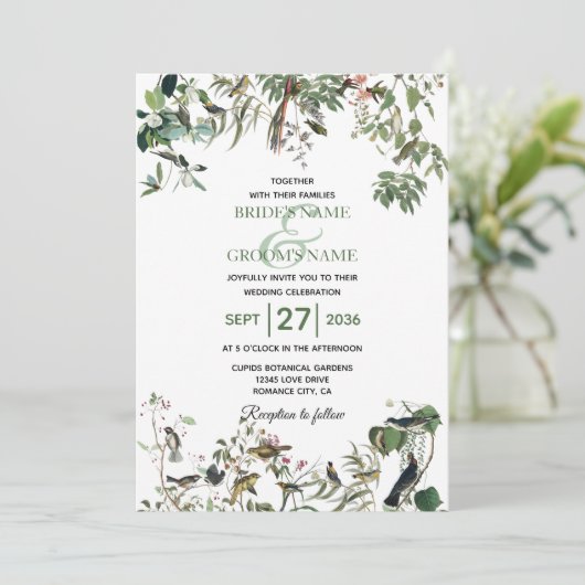 Rustic Eucalyptus Leaves  Greenery Wedding Kaart (Staand voorkant)