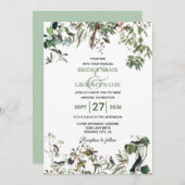 Rustic Eucalyptus Leaves  Greenery Wedding Kaart (Voorkant / Achterkant)