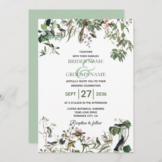 Rustic Eucalyptus Leaves Greenery Wedding Kaart (Voorkant / Achterkant)