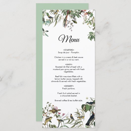 Rustic Eucalyptus Leaves  Greenery Wedding Menu (Voorkant / Achterkant)