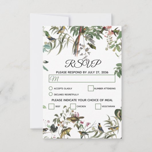 Rustic Eucalyptus Leaves  Greenery Wedding RSVP Kaartje (Voorkant)