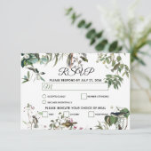Rustic Eucalyptus Leaves  Greenery Wedding RSVP Kaartje (Staand voorkant)
