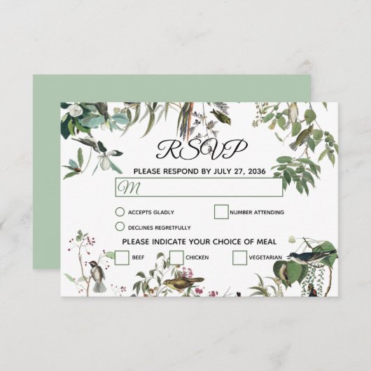 Rustic Eucalyptus Leaves  Greenery Wedding RSVP Kaartje (Voorkant / Achterkant)