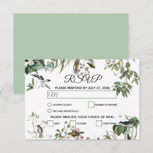 Rustic Eucalyptus Leaves Greenery Wedding RSVP Kaartje