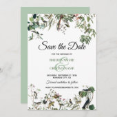 Rustic Eucalyptus Leaves  Greenery Wedding Save The Date (Voorkant / Achterkant)
