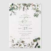 Rustic Eucalyptus Leaves Greenery Wedding Vellum Uitnodigingen (Voorkant)