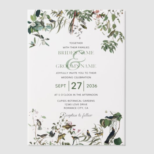 Rustic Eucalyptus Leaves Greenery Wedding Vellum Uitnodigingen (Voorkant)