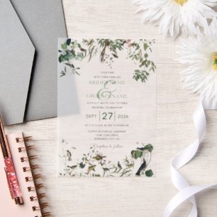 Rustic Eucalyptus Leaves Greenery Wedding Vellum Uitnodigingen
