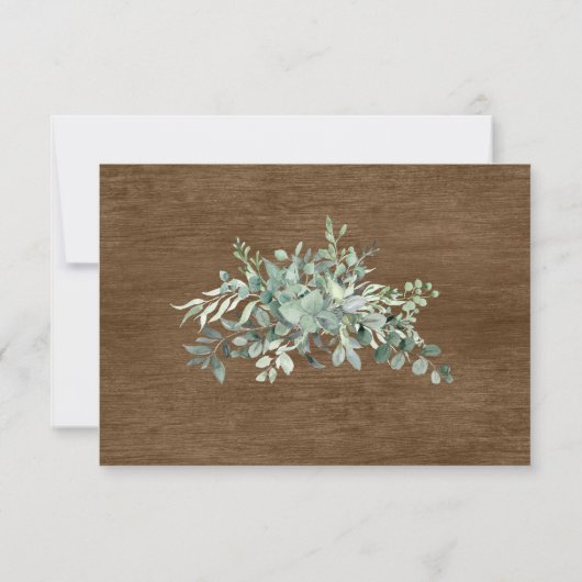 Rustic Eucalyptus Leaves Greenery Wood Weddenschap RSVP Kaartje (Achterkant)