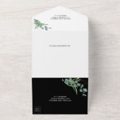 Rustic Eucalyptus Leaves Photo Black Wedding All In One Uitnodiging (Buitenkant)