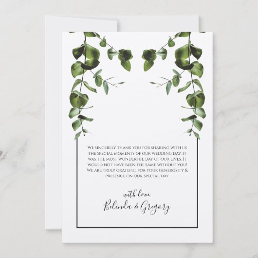 Rustic Eucalyptus Leaves Weddenschap Hartelijk dan Bedankkaart (Achterkant)