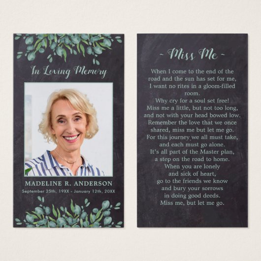 Rustic Eucalyptus Memorial Funeral Prayer Kaart (Voorkant /achterkant)