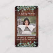 Rustic Eucalyptus Memorial Prayer Kaart Funeral Contactkaartje (Voorkant)