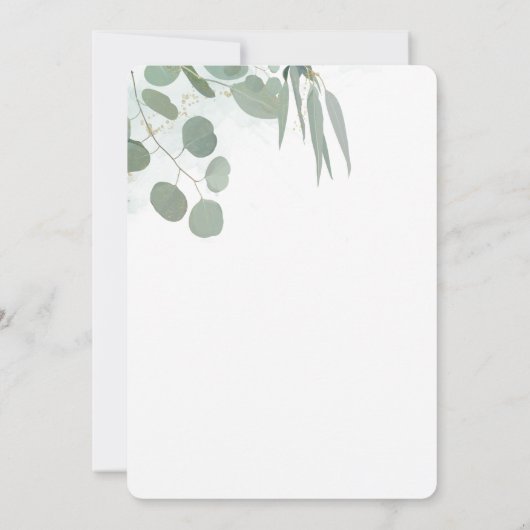 Rustic Eucalyptus Minimal Chic Greenery Wedding Kaart (Achterkant)