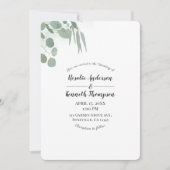 Rustic Eucalyptus Minimal Chic Greenery Wedding Kaart (Voorkant)