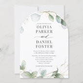 Rustic Eucalyptus Modern Photo Elegant Wedding Kaart (Voorkant)