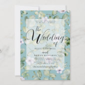 Rustic Eucalyptus Paars en Blauwgroen Floral Weddi Kaart (Voorkant)