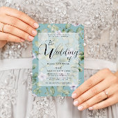 Rustic Eucalyptus Paars en Blauwgroen Floral Weddi Kaart