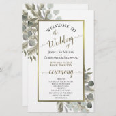 Rustic Eucalyptus & Pine Budget Weddenprogramma (Voorkant / Achterkant)