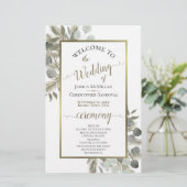 Rustic Eucalyptus & Pine Budget Weddenprogramma (Staand voorkant)