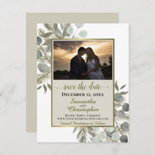 Rustic Eucalyptus & Pine w/ Fotohuwelijk Save The Date