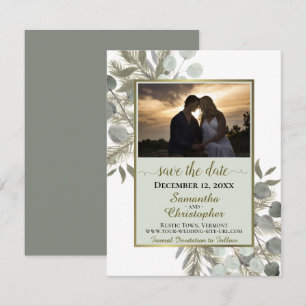 Rustic Eucalyptus & Pine w/ Fotohuwelijk Save The Date
